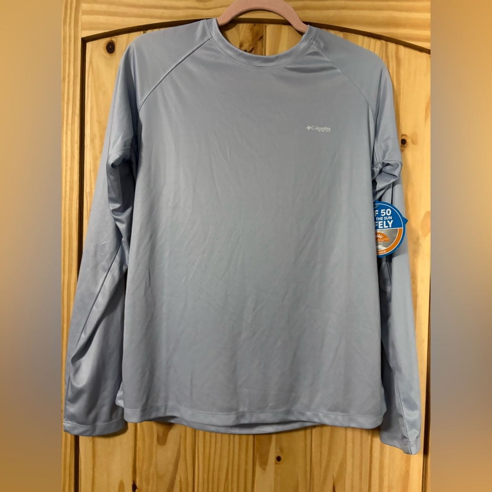 Columbia PFG Long Sleeve Shirt Light Blue/purplish/Tropical Print